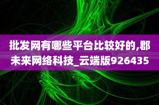 批发网有哪些平台比较好的,郡未来网络科技_云端版926435