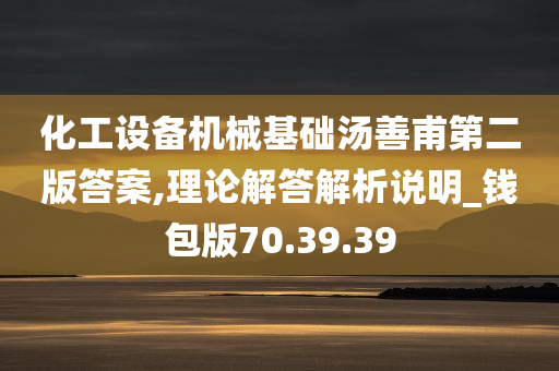 化工设备机械基础汤善甫第二版答案,理论解答解析说明_钱包版70.39.39