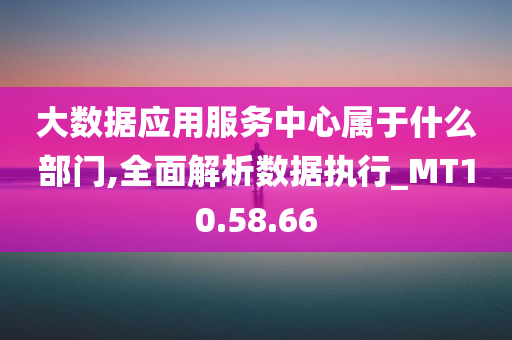 大数据应用服务中心属于什么部门,全面解析数据执行_MT10.58.66