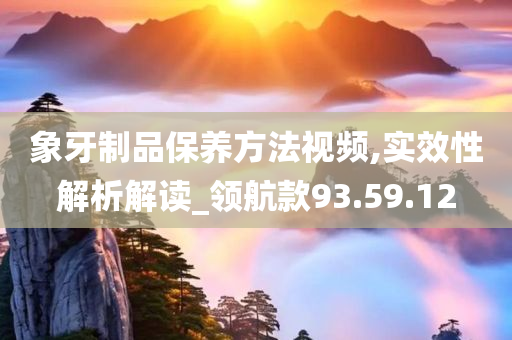 象牙制品保养方法视频,实效性解析解读_领航款93.59.12