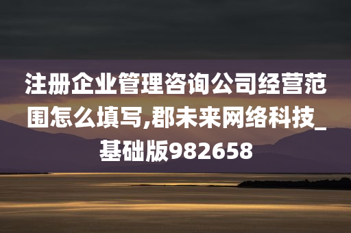 注册企业管理咨询公司经营范围怎么填写,郡未来网络科技_基础版982658