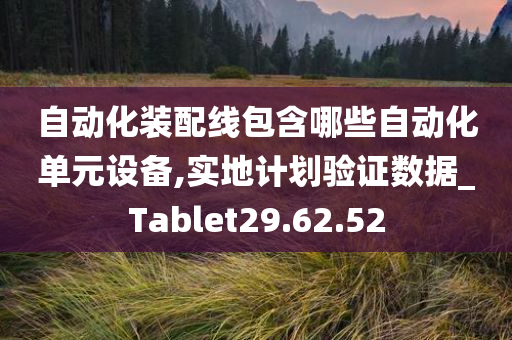 自动化装配线包含哪些自动化单元设备,实地计划验证数据_Tablet29.62.52