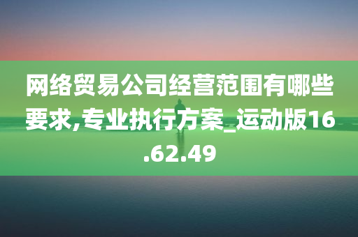 网络贸易公司经营范围有哪些要求,专业执行方案_运动版16.62.49