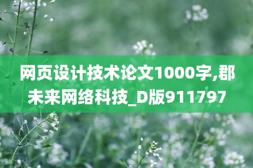 网页设计技术论文1000字,郡未来网络科技_D版911797