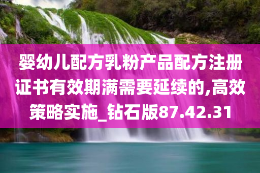 婴幼儿配方乳粉产品配方注册证书有效期满需要延续的,高效策略实施_钻石版87.42.31