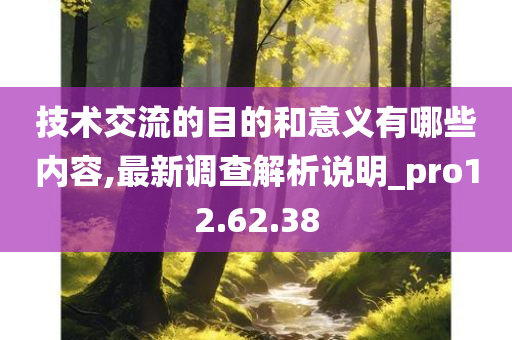 技术交流的目的和意义有哪些内容,最新调查解析说明_pro12.62.38