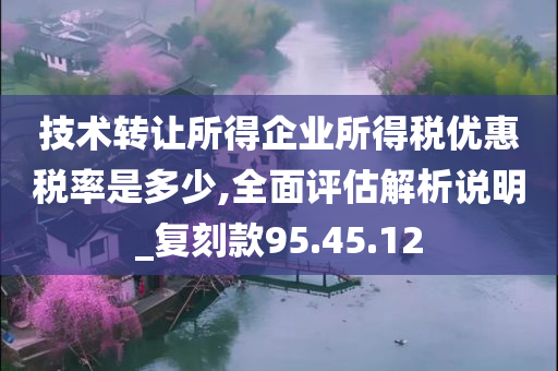 技术转让所得企业所得税优惠税率是多少,全面评估解析说明_复刻款95.45.12