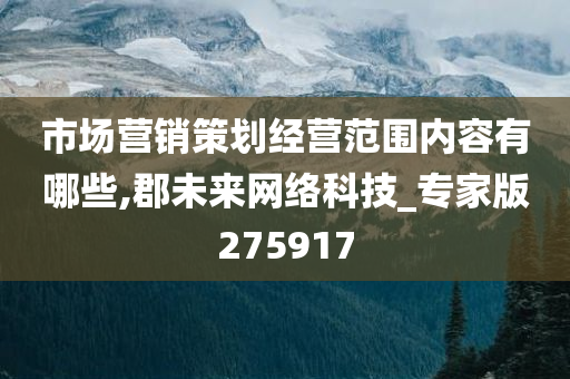 市场营销策划经营范围内容有哪些,郡未来网络科技_专家版275917