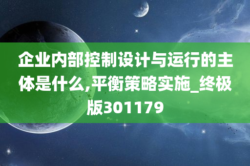 企业内部控制设计与运行的主体是什么,平衡策略实施_终极版301179