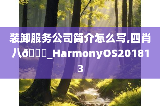 装卸服务公司简介怎么写,四肖八🐎_HarmonyOS201813