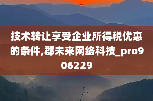 技术转让享受企业所得税优惠的条件,郡未来网络科技_pro906229