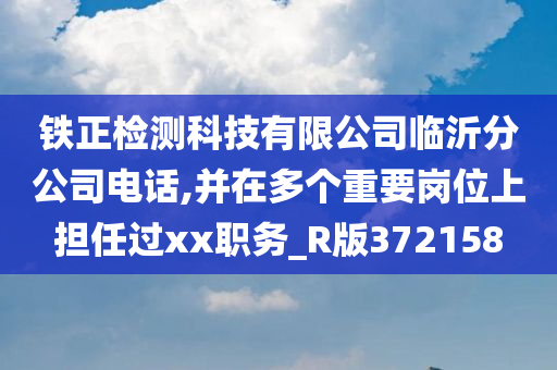 铁正检测科技有限公司临沂分公司电话,并在多个重要岗位上担任过xx职务_R版372158