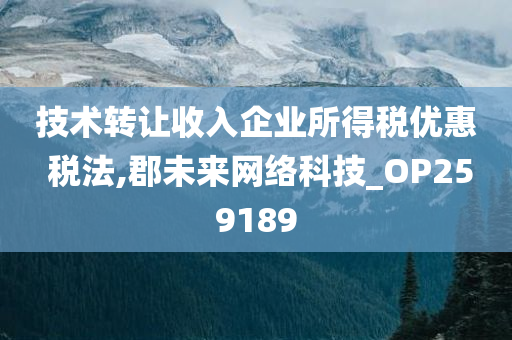 技术转让收入企业所得税优惠 税法,郡未来网络科技_OP259189