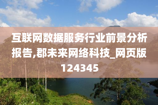 互联网数据服务行业前景分析报告,郡未来网络科技_网页版124345