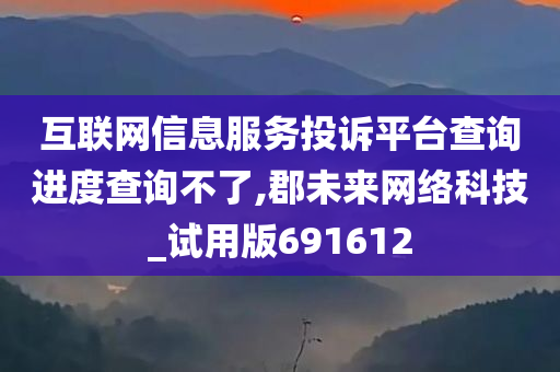 互联网信息服务投诉平台查询进度查询不了,郡未来网络科技_试用版691612