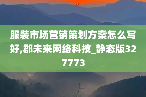 服装市场营销策划方案怎么写好,郡未来网络科技_静态版327773