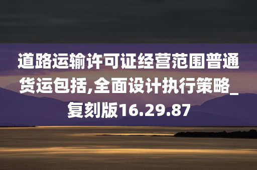 道路运输许可证经营范围普通货运包括,全面设计执行策略_复刻版16.29.87