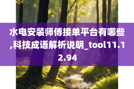 水电安装师傅接单平台有哪些,科技成语解析说明_tool11.12.94